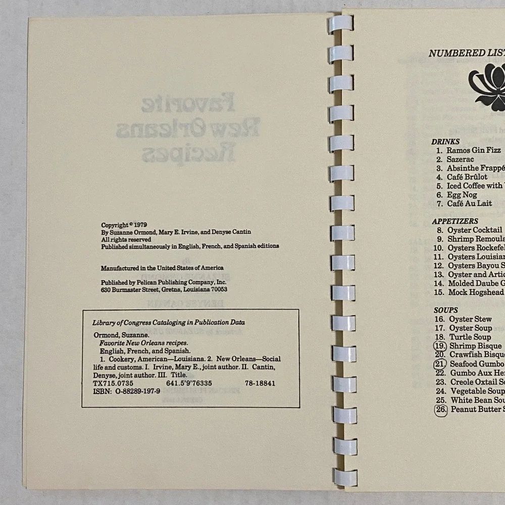 Favorite New Orleans Recipes 1979 Pelican Publishing Exxon Convention Edition